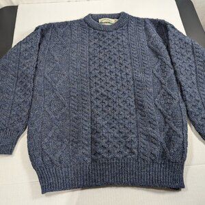 Aran Crafts 100% wool made in Ireland blue mens medium